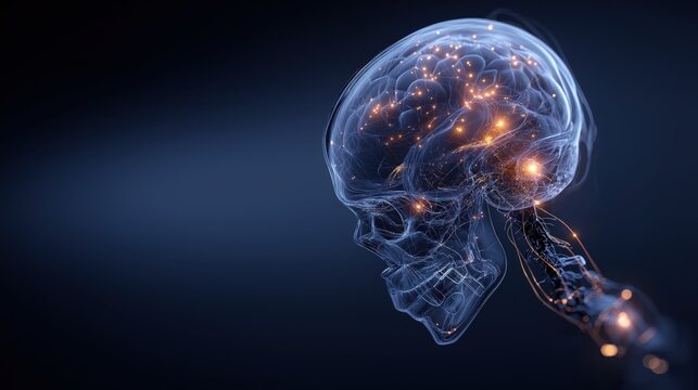 Brain Activity: A luminous depiction of the human brain, illuminated with neural pathways and cognitive activity, hinting at the marvels of human thought.