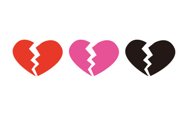 割れたハートのアイコン3個セット