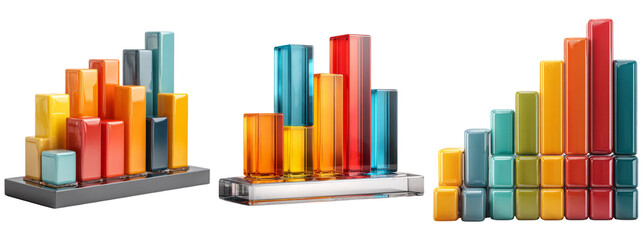 Obraz premium Colorful Abstract Glass Bar Charts for Modern Data Visualization