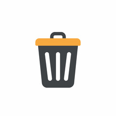 Illustration of a simple gray trash can with a yellow lid, isolated on a white background.