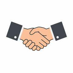 Two hands in a handshake, symbolizing agreement, partnership, or a business deal, depicted in a clean, flat vector illustration.