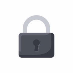 A simple illustration of a closed padlock with a keyhole, rendered in shades of gray, isolated on a white background.
