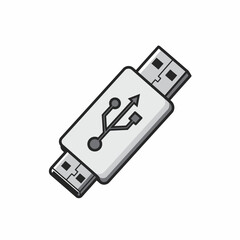 Illustration of a double-ended USB drive with a standard and micro connector, isolated on a white background.