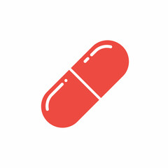 A single, red capsule pill, isolated on a white background, presented in a simple, graphic style.