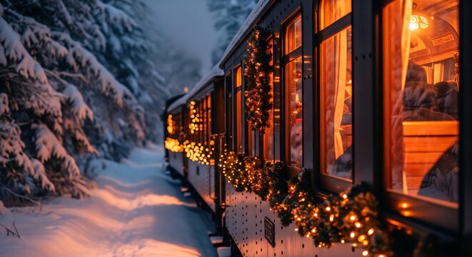 Magical Christmas Train Through Snowy Winter Landscape