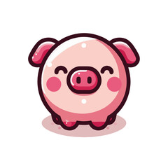 Pink piggy bank, cute cartoon farm animal illustration