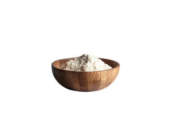 White flour in a wooden bowl