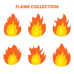 Bright Flame Icon Set – Flat Fire Symbol Collection