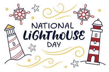 NATIONAL LIGHTHOUSE DAY vector illustration