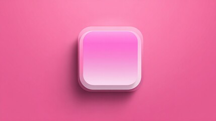 3D rendered pink square button on a pink background