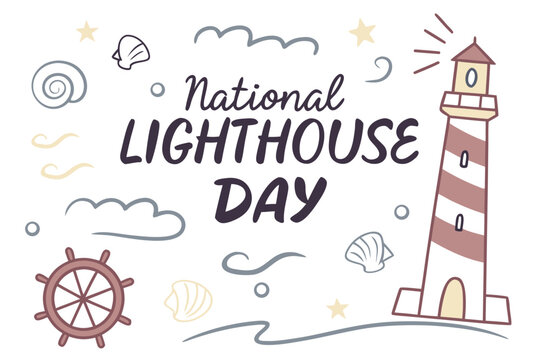 NATIONAL LIGHTHOUSE DAY vector illustration