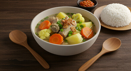 Hearty Chicken Soup with Vegetables and Rice, Perfect for a Home-Style Meal