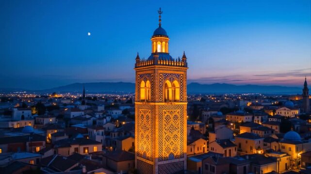 Majestic architecture shines over Lugo, Italy, at twilight showcasing Italian beauty and a peaceful scene