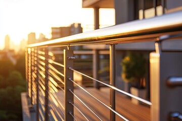 Modern balcony railing at sunset (1)