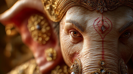 Fototapeta premium Detailed Ganesha God Drawing: A Majestic and Spiritual Artistic Rendition