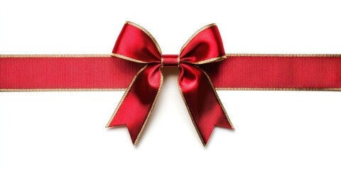 Red ribbon with gold trim bow