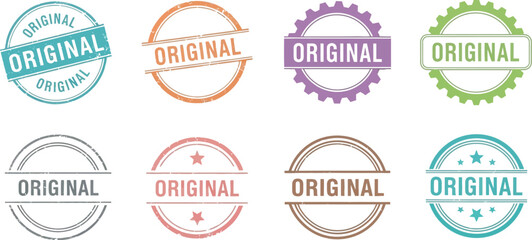 Collection of original stamp designs in various colors and shapes