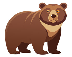 Cartoon brown bear standing on white background
