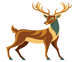 Obraz premium Stylized stag with antlers and brown coat