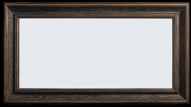 Vintage ornate photo frame with intricate details, isolated on white, conveying timeless elegance and classic charm