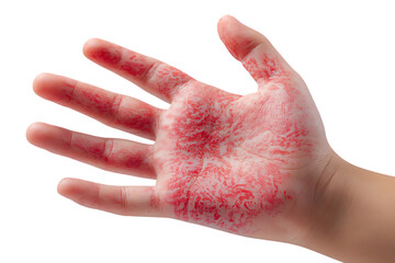 Close up of a hand with a red rash.