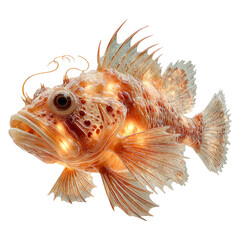 Detailed Portrait of a Transparent Fish with Glowing Features