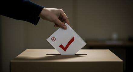 Voting ballot insertion inside ballot box