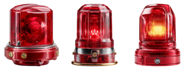 Red Emergency Light with Transparent Cover on Isolated Background