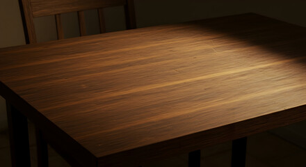 Wooden table top with warm lighting
