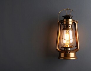 Vintage lantern on a gray wall