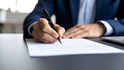 Closeup of a person signing a document