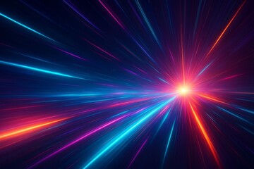 Obraz premium Vibrant Neon Rays in Dark Space for Future Tech Designs