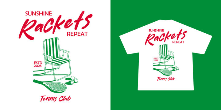 Vintage  illustration of tennis t shirt design, vector graphic, typographic poster or tshirts street wear and Urban style	
