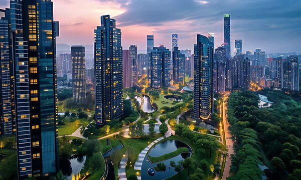 Aerial View of a Modern City Landscape