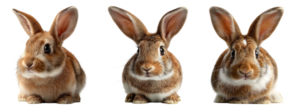 Cute Rabbits Isolated on Transparent Background for Various Designs