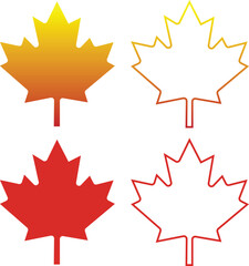 Canadian Maple Leaf Icon  Red Symbol Vector PNG