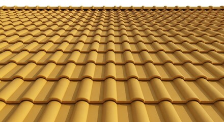 Fototapeta premium Photo of a closeup view of yellow roof tiles forming a repeating pattern