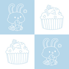 blue and white bunny easter cupcake background
