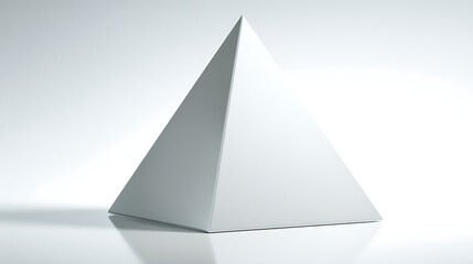 A white pyramid is shown in a white background