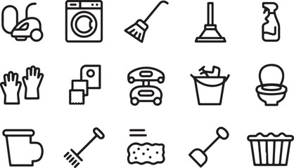 Collection of hand drawn cleaning service icons and symbols