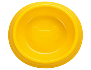  Empty Plastic Pet Bowl with Bone Design and Rounded Rim, Top-Down View, Isolated on Transparent Background PNG
