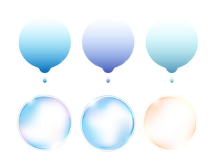 潤い・水滴・滴・しずくのフレーム/バッジセット(美容 化粧品 バナー LP 編集可能 ベクター シャボン玉)