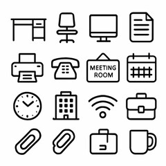Office Essentials A Minimalist Icon Set for Productivity and Professionalism in the Workplace
