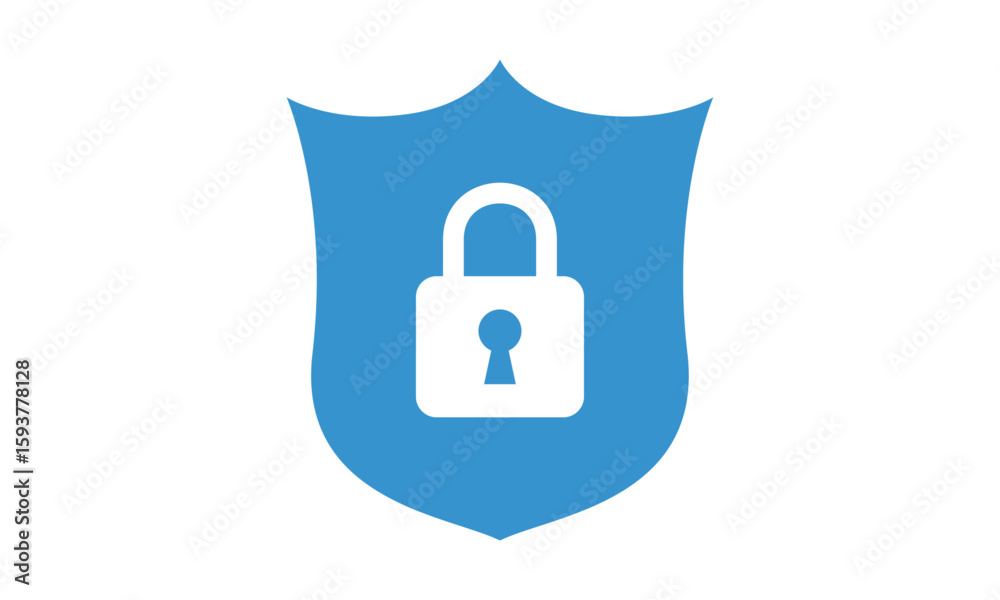 Fototapete secure internet icon. protective shield sign digital security with the image of a padlock. symbol se