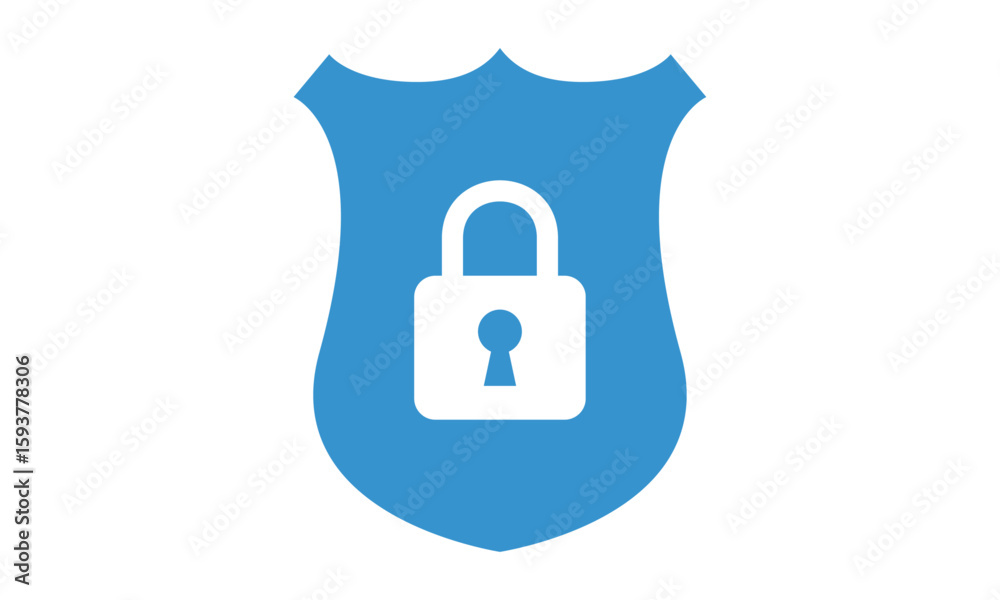 Fototapete secure internet icon. protective shield sign digital security with the image of a padlock. symbol se