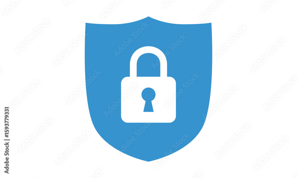 Fototapete secure internet icon. protective shield sign digital security with the image of a padlock. symbol se