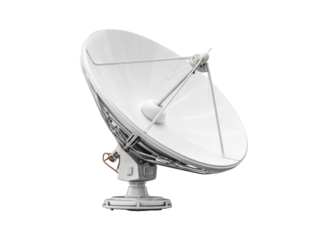 White satellite dish on black antenna communication, Png Transparent, Isolated on White