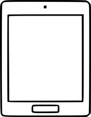 Simple black and white illustration of a tablet device with blank screen.