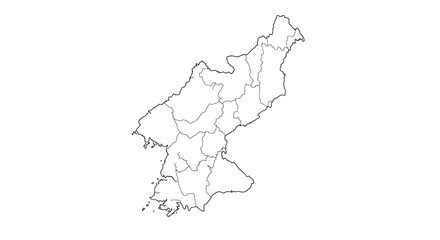 Outline Map of North Korea with Administrative Divisions for Geographical Studies and Educational Resources