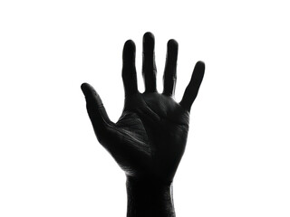 Obraz premium Dark human hand raised against black background isolated, Png Transparent, Isolated on White